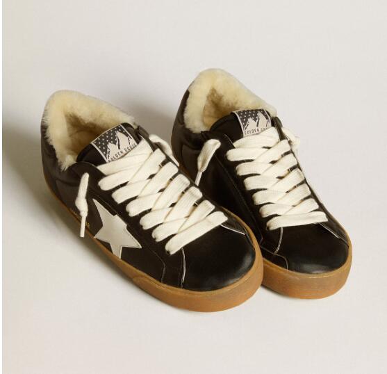 Golden Goose GGDB Mens Sneaker Shoes Super-Star in matelassé nappa with leather star and shearling lining