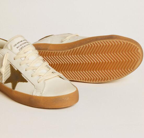 Golden Goose GGDB Women Sneaker Shoes Super-Star LTD with military green nubuck star and heel tab