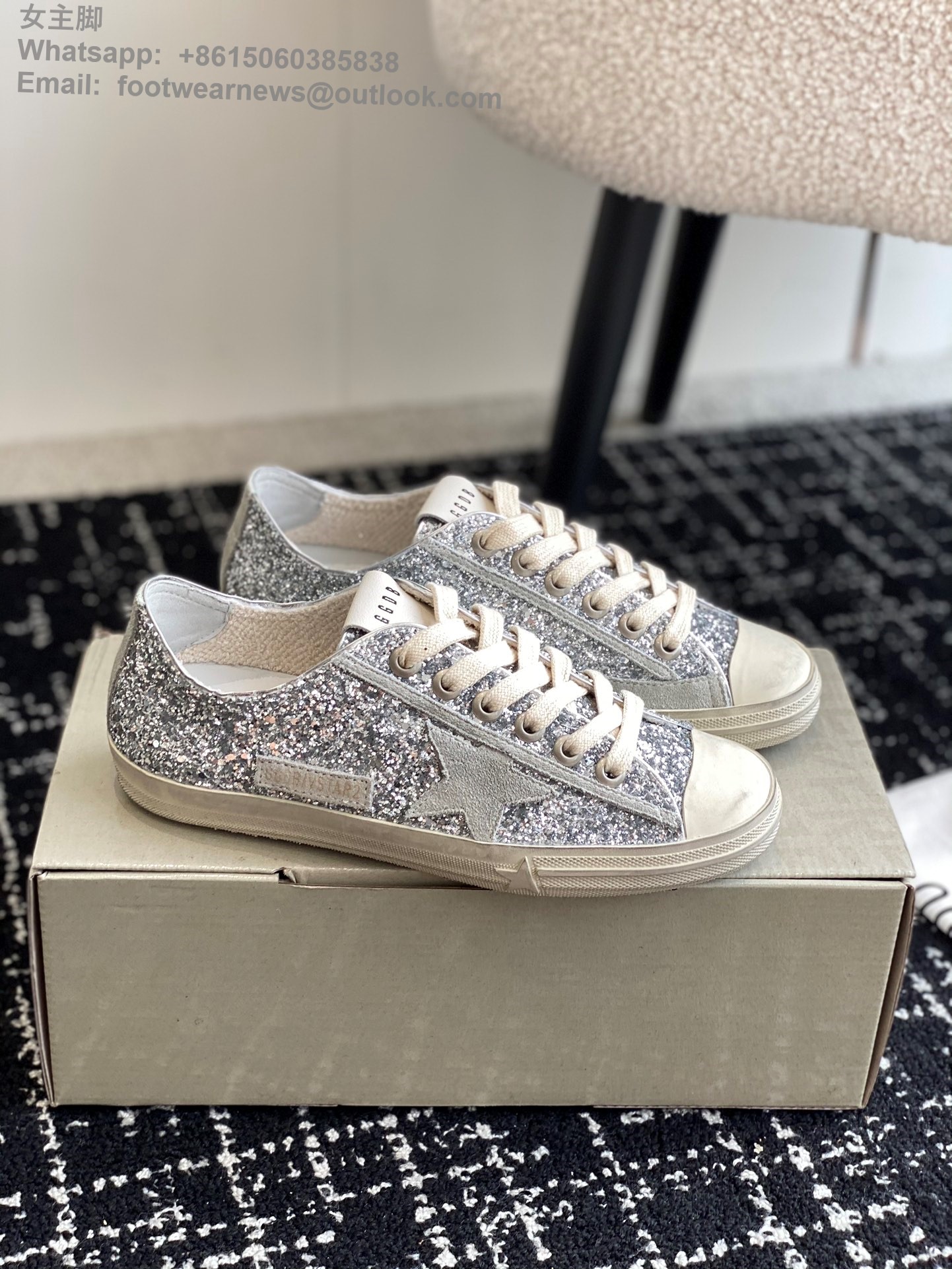 Golden Goose vstar2 Low Top canvas Sneakers GGDB Women Shoes glitter