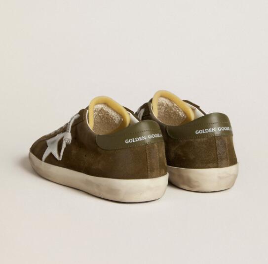 Golden Goose GGDB Mens Sneaker Shoes Super-Star LTD in suede with metallic leather star and leather heel tab