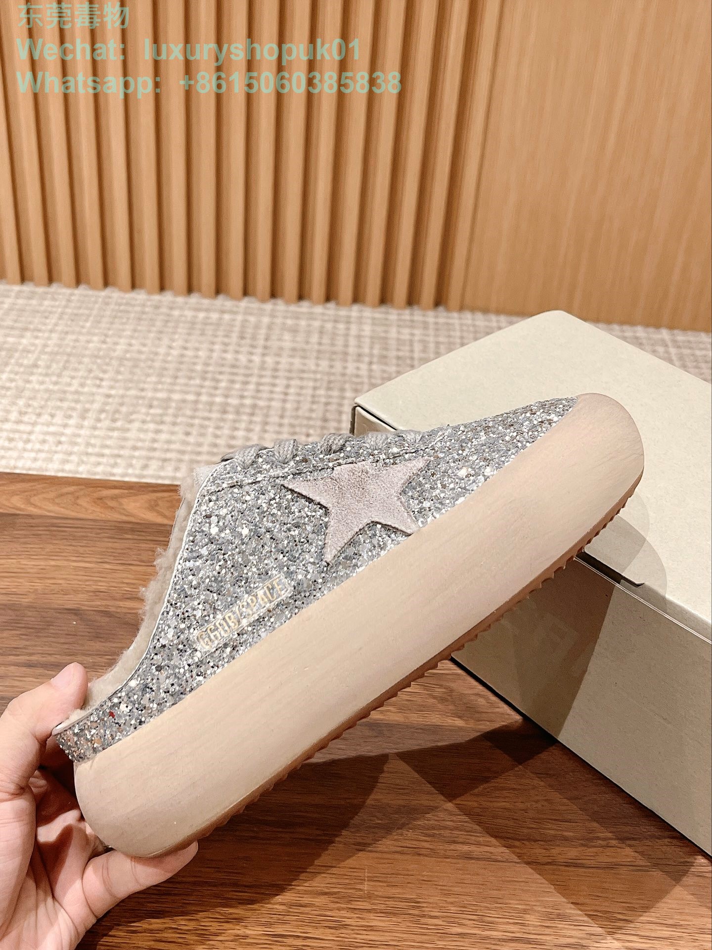 Golden Goose Space star GGDB Women Sneaker Shoes glitter Shearling fur