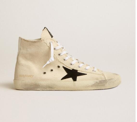 Golden Goose GGDB Mens Sneaker Shoes Francy Penstar in canvas with black suede star and leather heel tab