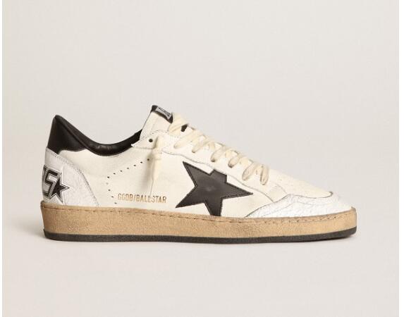 Golden Goose GGDB Mens Sneaker Shoes Ball Star in white nappa with black star