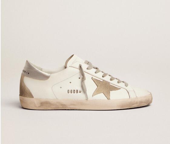 Golden Goose GGDB Mens Sneaker Shoes Super-Star with silver heel tab and lettering