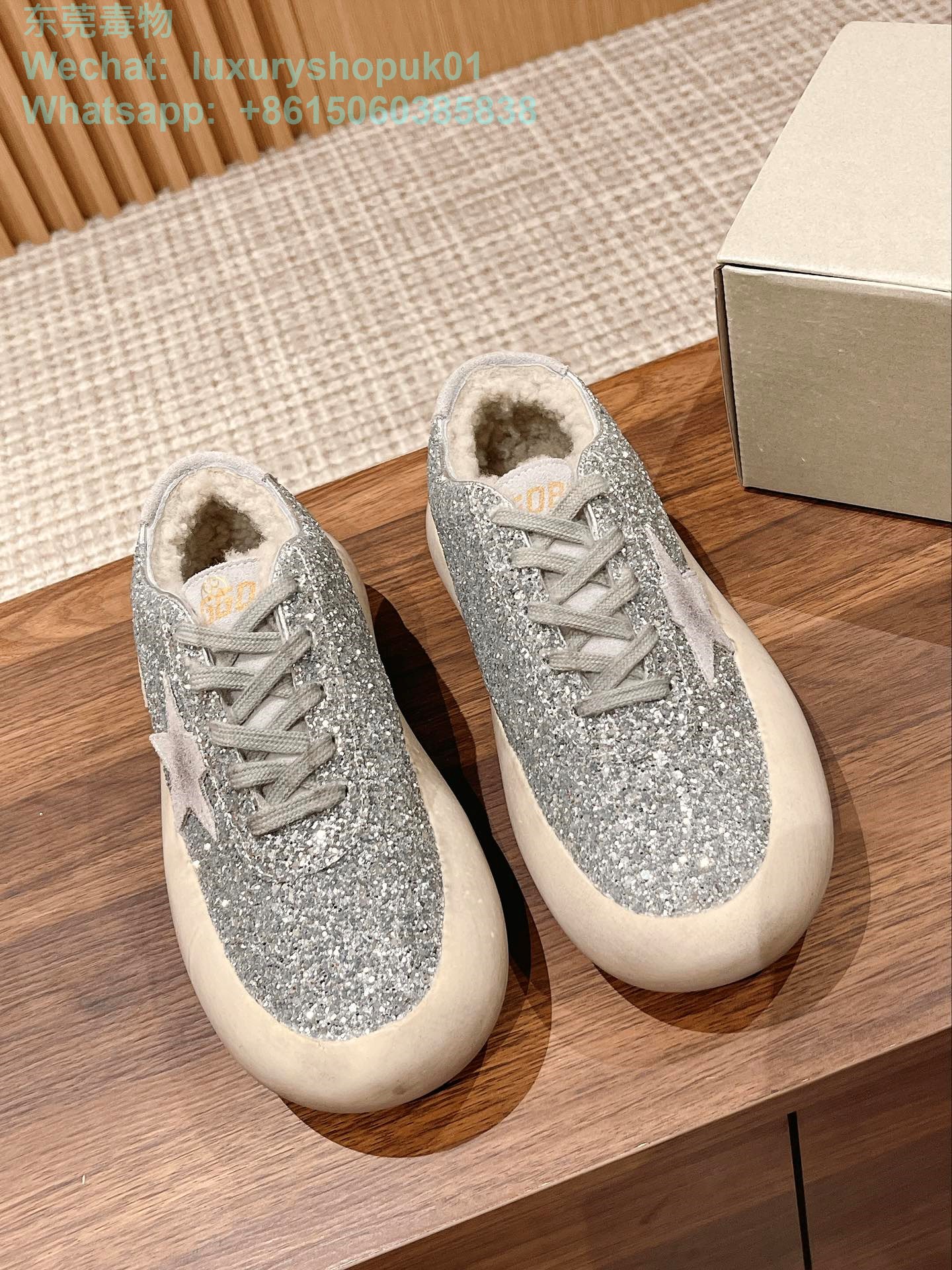 Golden Goose Space star GGDB Women Sneaker Shoes glitter Shearling fur