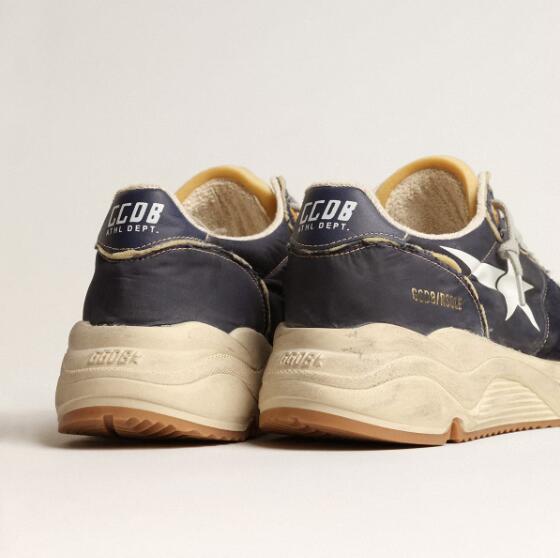 Golden Goose GGDB Mens Sneaker Shoes Running Sole in blue nylon with white printed star