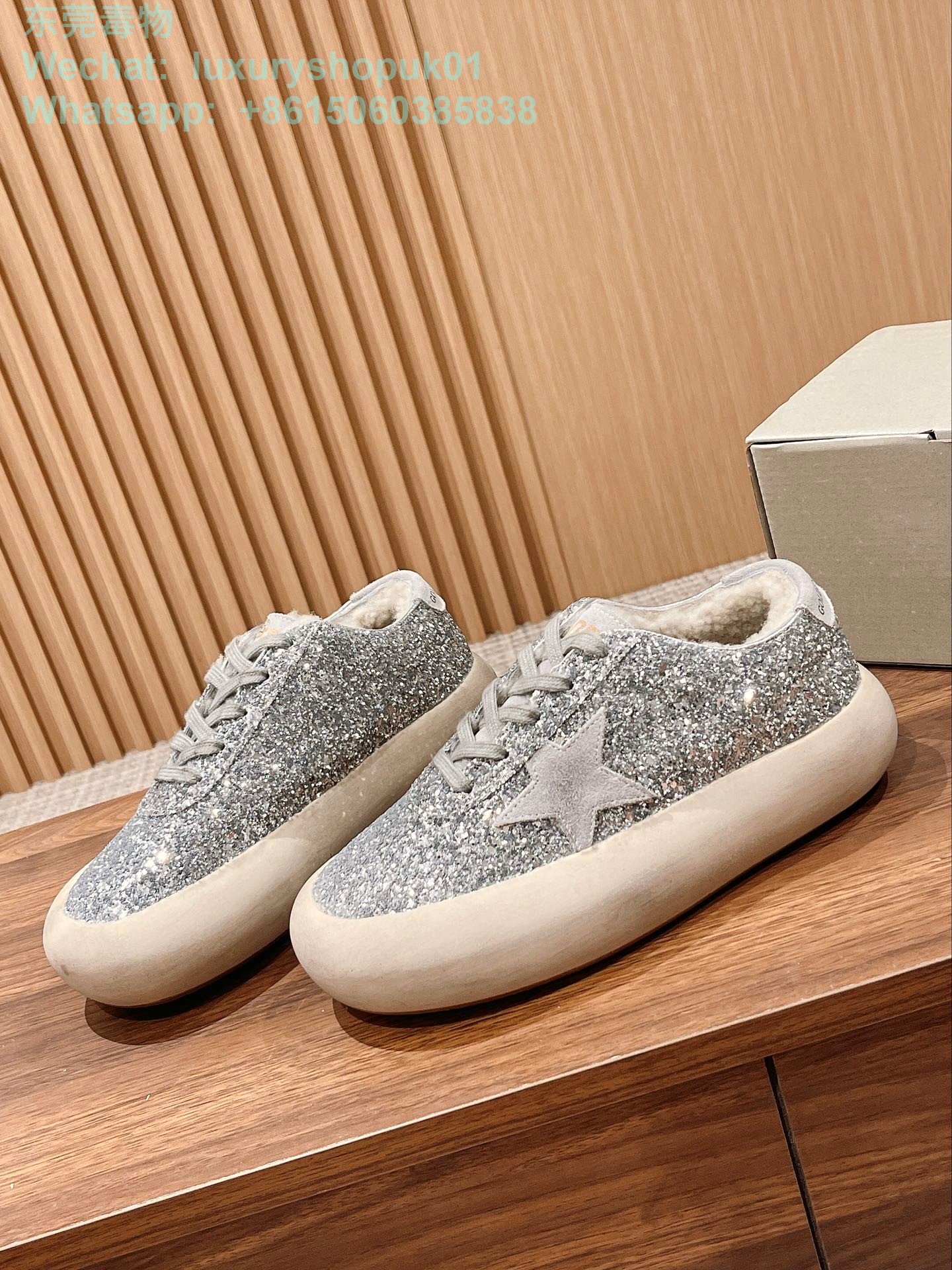 Golden Goose Space star GGDB Women Sneaker Shoes glitter Shearling fur