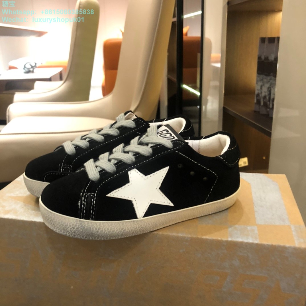 Kids Golden Goose Superstar GGDB Sneaker Young children youth Boy Girl Shoes black suede