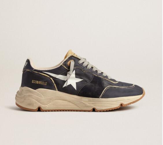 Golden Goose GGDB Mens Sneaker Shoes Running Sole in blue nylon with white printed star