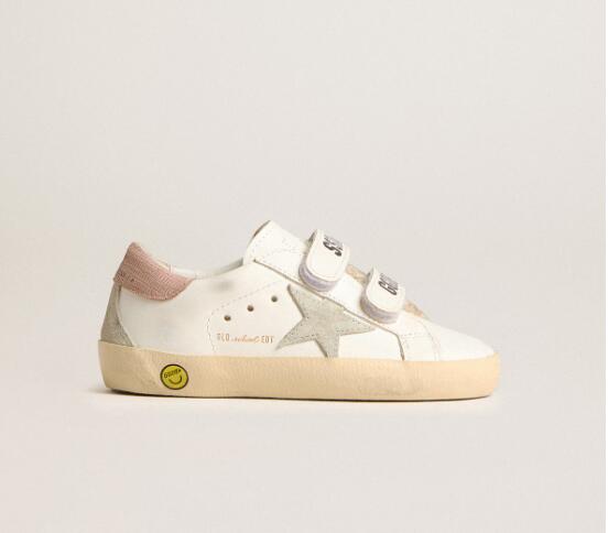 Kids Golden Goose GGDB Sneaker children youth Boy Girl Shoes Young Old School in leather with gray suede star and old rose heel tab