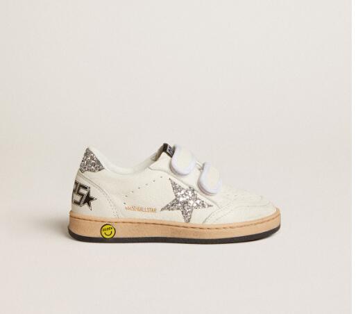 Kids Golden Goose GGDB Sneaker children youth Boy Girl Shoes Ball Star Junior in nappa with silver glitter star and heel tab
