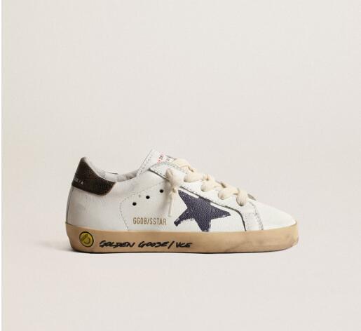 Kids Golden Goose GGDB Sneaker children youth Boy Girl Shoes Super-Star Young in nappa with a printed star and black heel tab