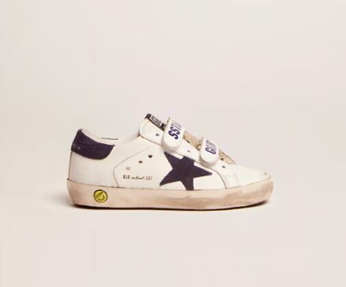 Kids Golden Goose GGDB Sneaker children youth Boy Girl Shoes Old School Junior in white leather with blue suede star and heel tab