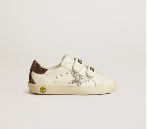 Kids Golden Goose GGDB Sneaker children youth Boy Girl Shoes Old School Young with silver glitter star and glitter heel tab