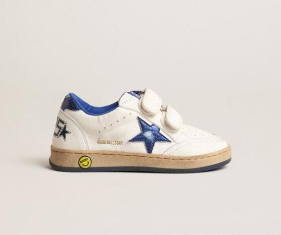 Kids Golden Goose GGDB Sneaker children youth Boy Girl Shoes Ball Star Young with blue metallic leather star and heel tab