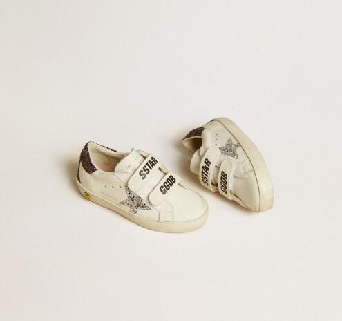 Kids Golden Goose GGDB Sneaker children youth Boy Girl Shoes Old School Young with silver glitter star and glitter heel tab