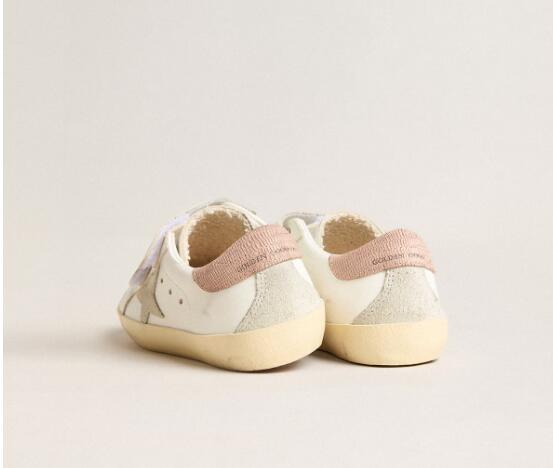 Kids Golden Goose GGDB Sneaker children youth Boy Girl Shoes Young Old School in leather with gray suede star and old rose heel tab