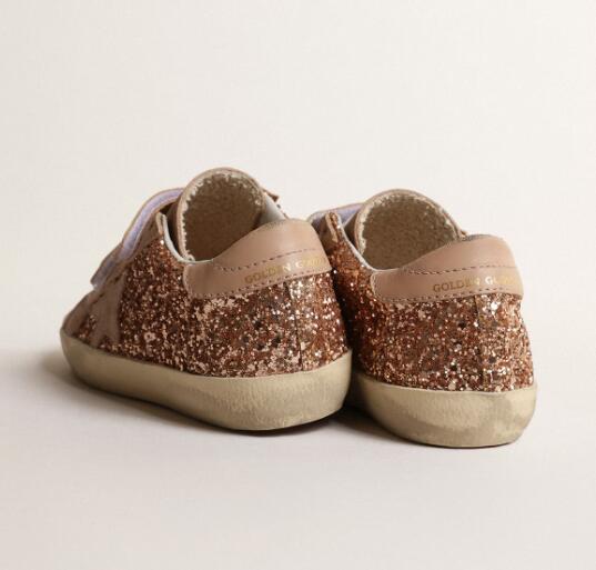 Kids Golden Goose GGDB Sneaker children youth Boy Girl Shoes Old School Young in peach-pink glitter with pink suede star