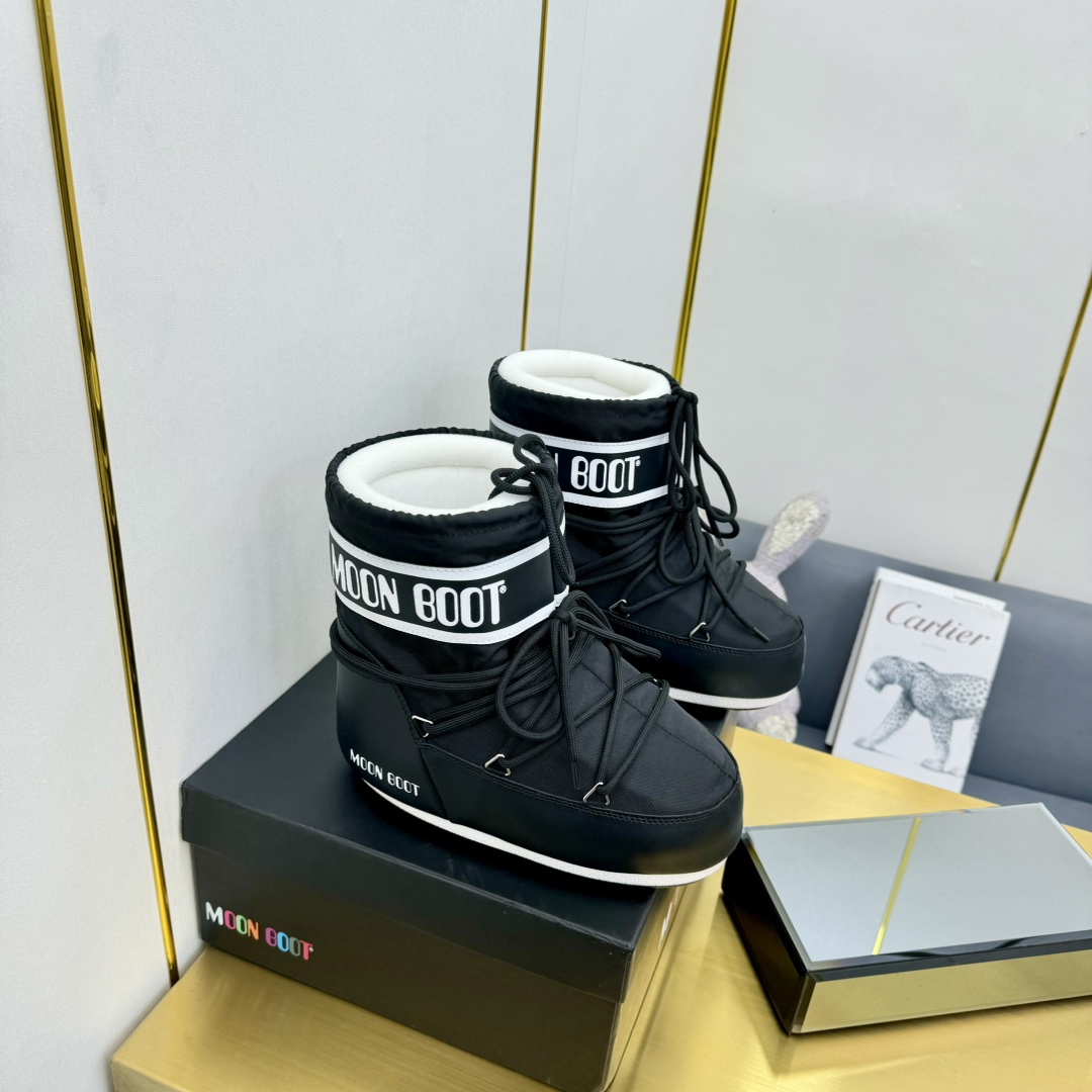 Moon Boot Icon Low Glance Satin Boots Water-repellent Round toe lace-up Women Shoes