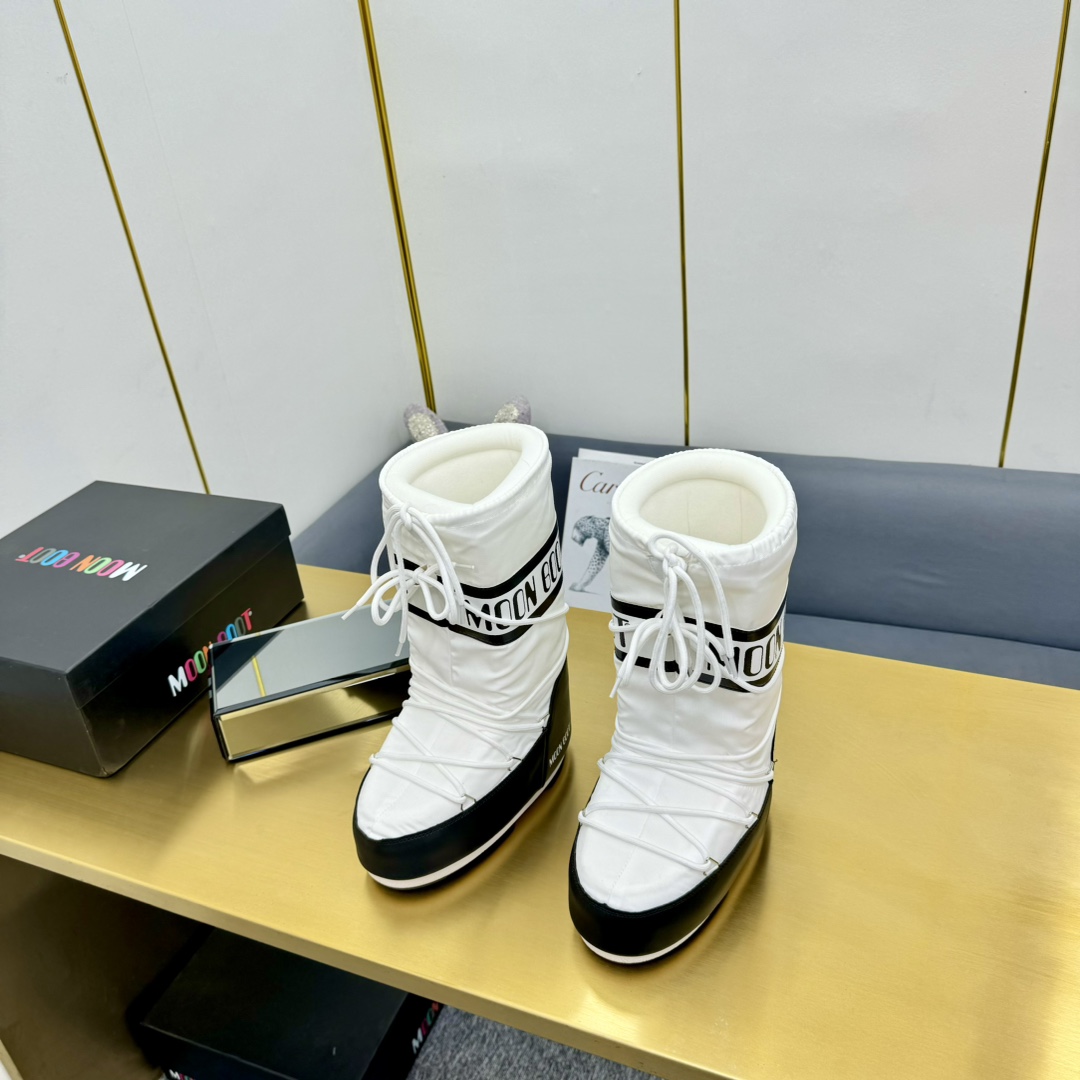 Moon Boot Icon Nylon Boots Mid-calf padded buffed faux-leather nylon canvas boots Snow Women Shoes