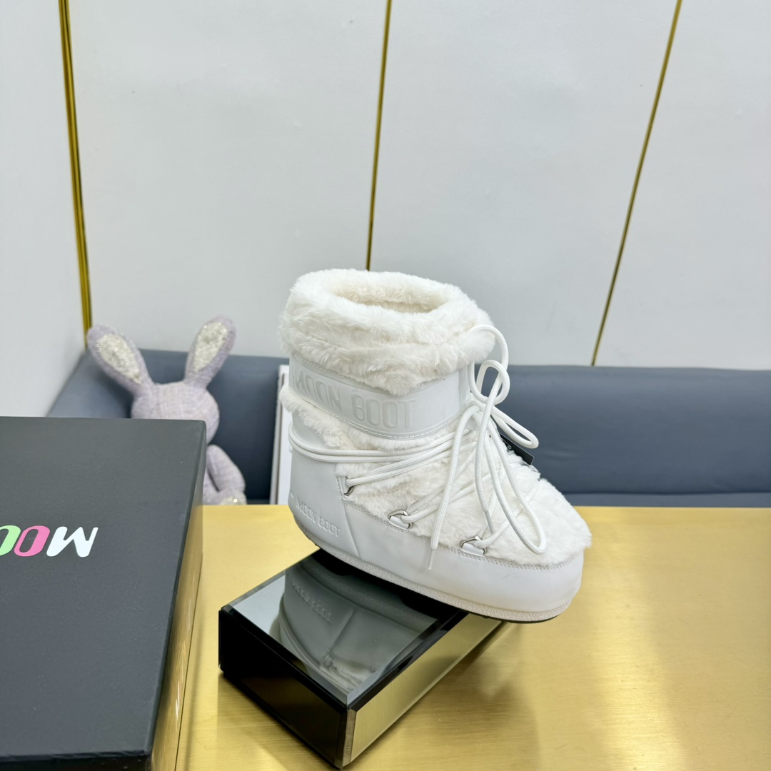 Moon Boot Icon Faux-Fur Ankle Boots water-repellent lightweight Round toe lace-up Snow Women Shoes