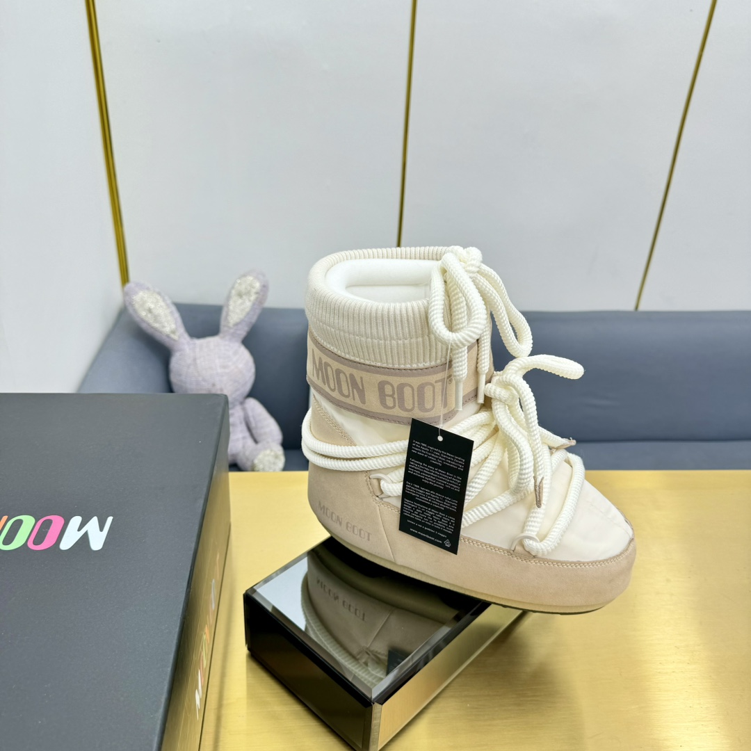 Moon Boot Icon Low Glance Satin Boots Water-repellent Round toe lace-up Snow Women Shoes