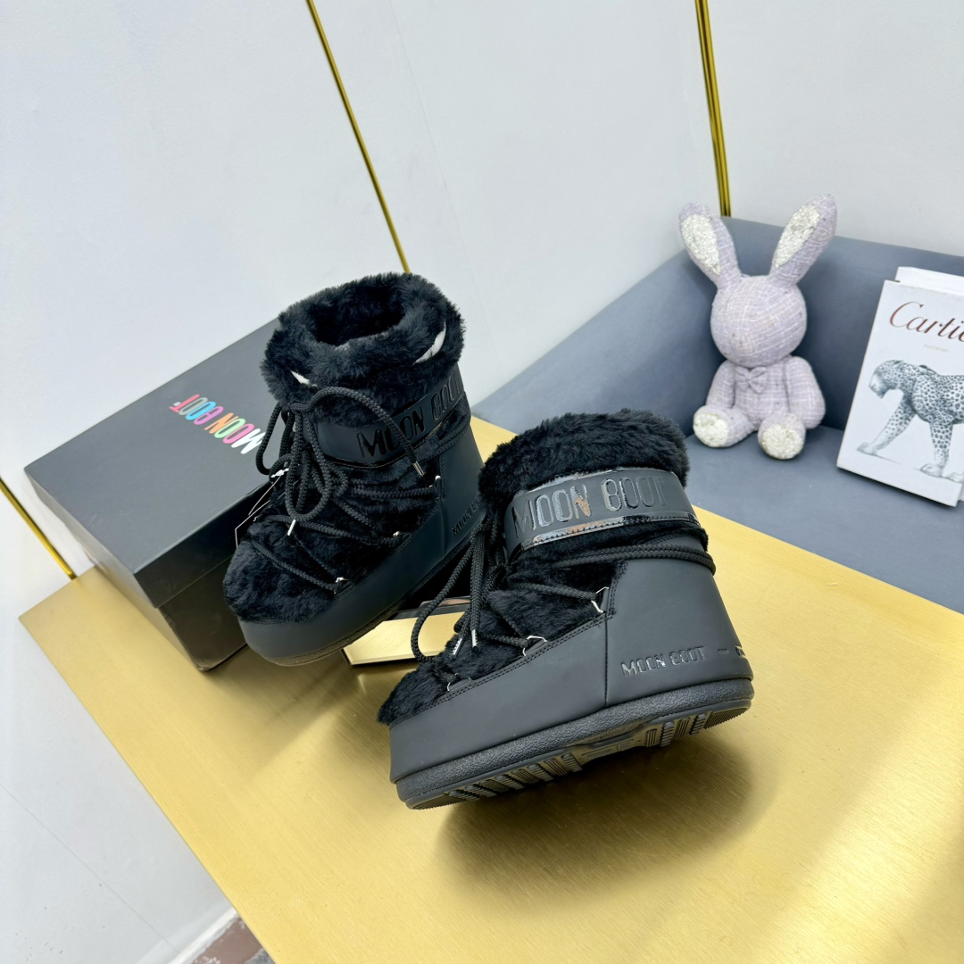 Moon Boot Icon Faux-Fur Ankle Boots water-repellent lightweight Round toe lace-up Snow Women Shoes