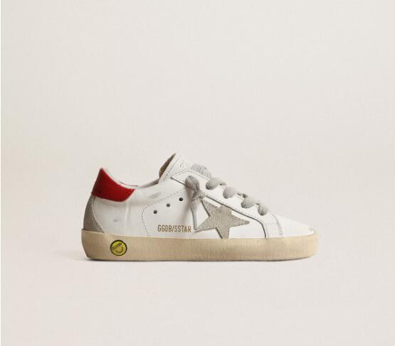 Kids Golden Goose GGDB Sneaker children youth Boy Girl Shoes Super-Star Junior with suede star and red leather heel tab