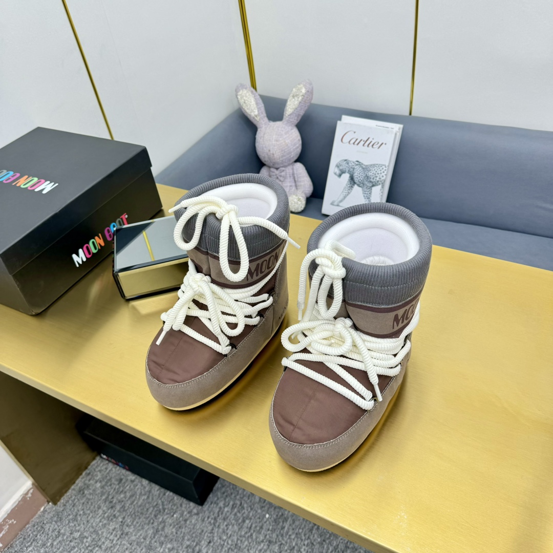 Moon Boot Icon Low Glance Satin Boots Water-repellent Round toe lace-up Women Shoes