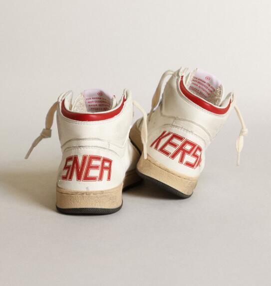 Kids Golden Goose GGDB Sneaker children youth Boy Girl Shoes Young Sky-Star in white nappa with red star and heel tab