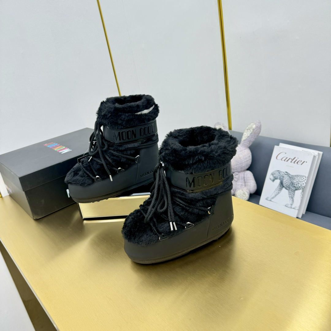 Moon Boot Icon Faux-Fur Ankle Boots water-repellent lightweight Round toe lace-up Snow Women Shoes