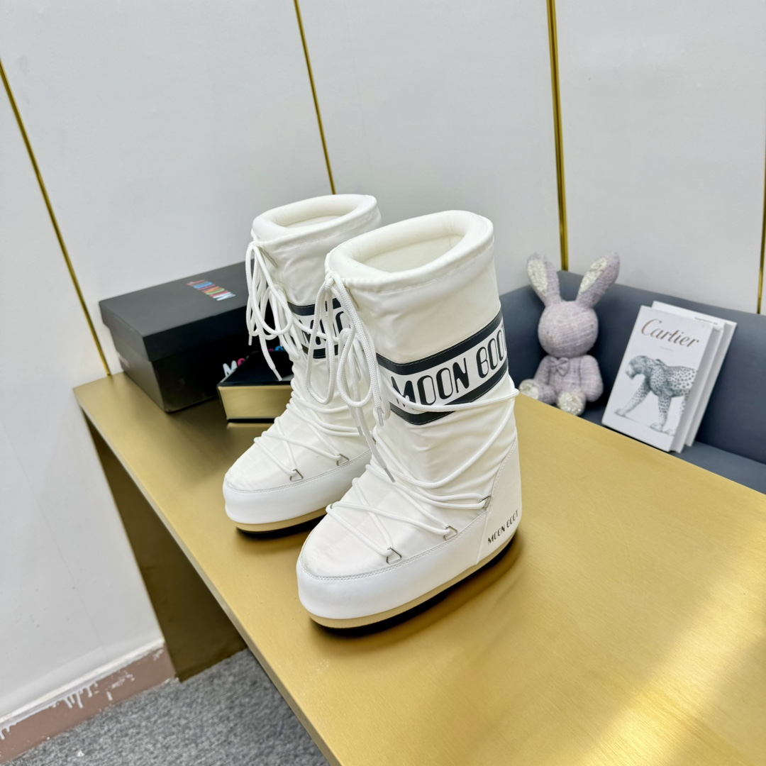 Moon Boot Icon Nylon Boots Mid-calf padded buffed faux-leather nylon canvas boots Snow Women Shoes