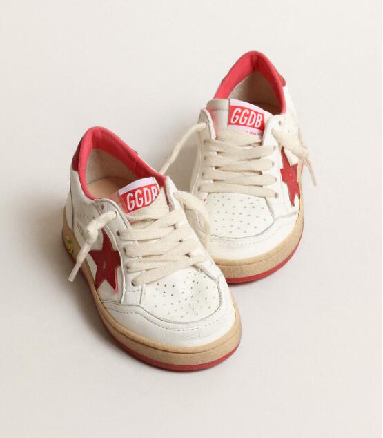 Kids Golden Goose GGDB Sneaker children youth Boy Girl Shoes Ball Star Junior in nappa with red leather star and heel tab
