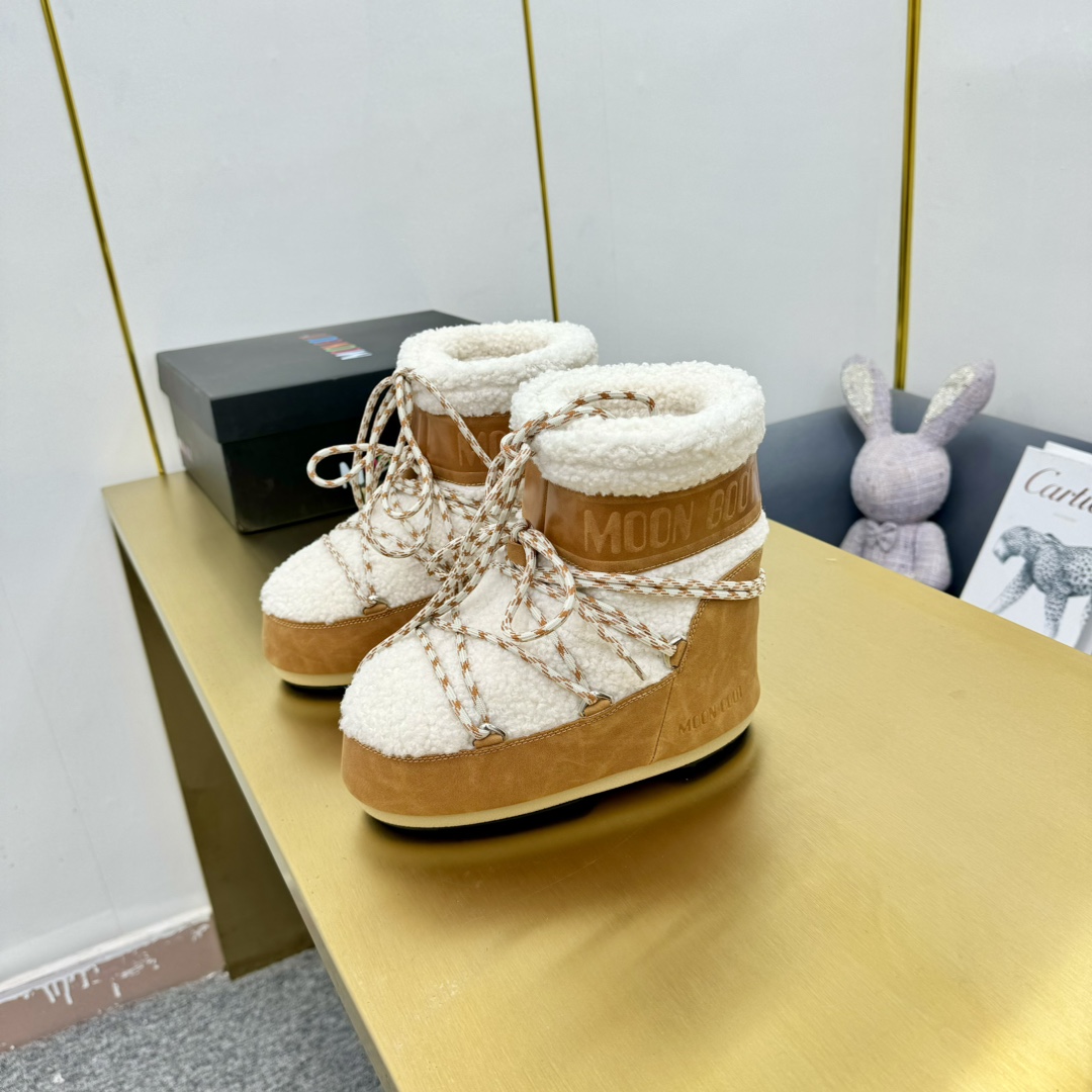 Moon Boot Icon Faux-Fur Ankle Boots water-repellent lightweight Round toe lace-up Snow Women Shoes