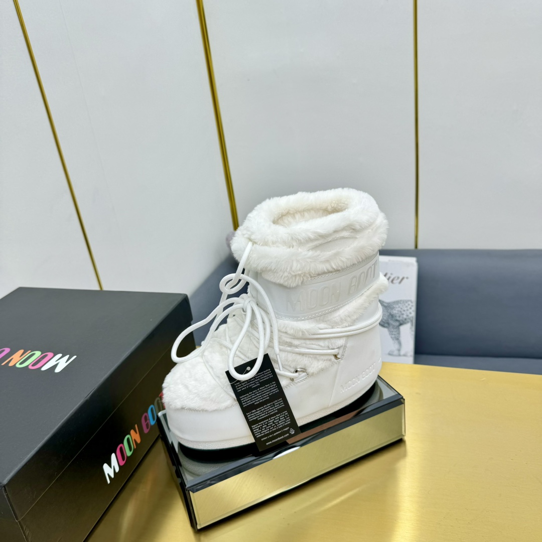 Moon Boot Icon Faux-Fur Ankle Boots water-repellent lightweight Round toe lace-up Snow Women Shoes