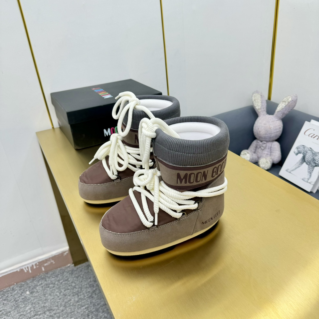 Moon Boot Icon Low Glance Satin Boots Water-repellent Round toe lace-up Women Shoes