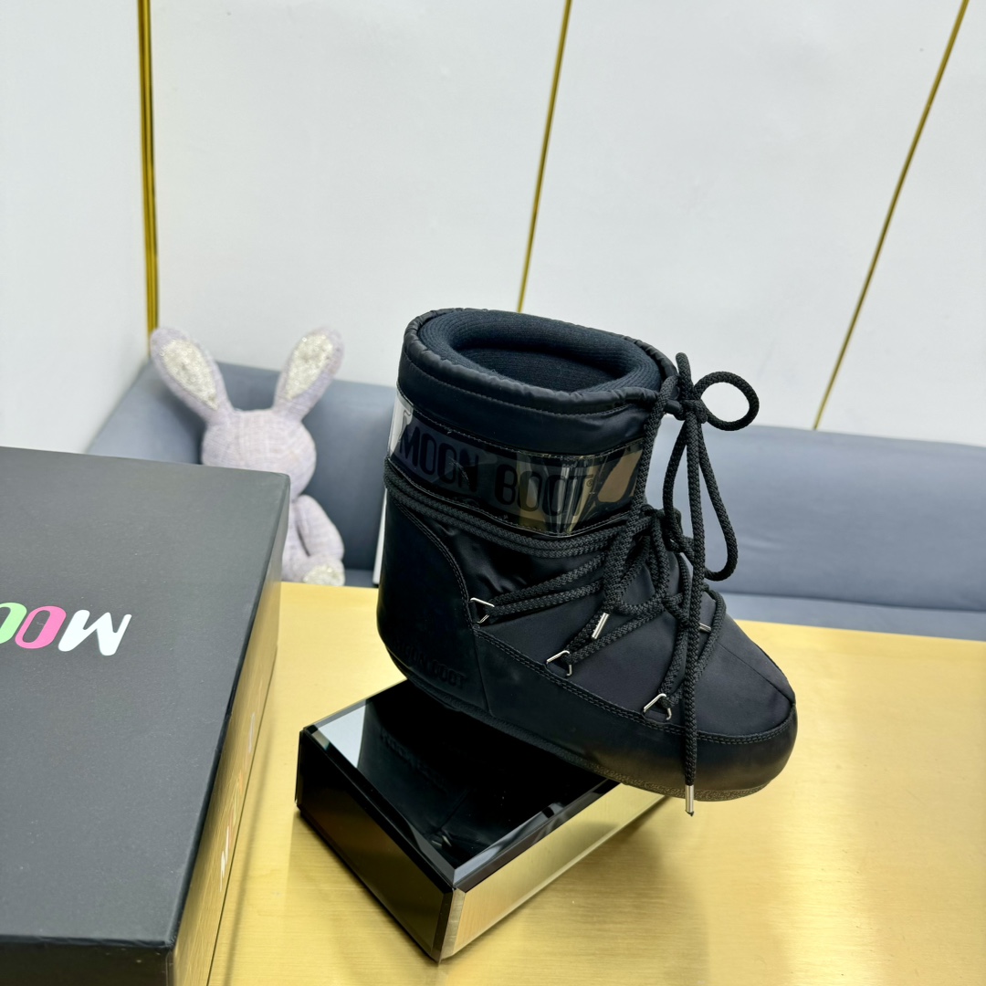 Moon Boot Icon Low Glance Satin Boots Water-repellent Round toe lace-up Women Shoes