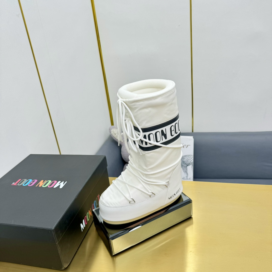 Moon Boot Icon Nylon Boots Mid-calf padded buffed faux-leather nylon canvas boots Snow Women Shoes
