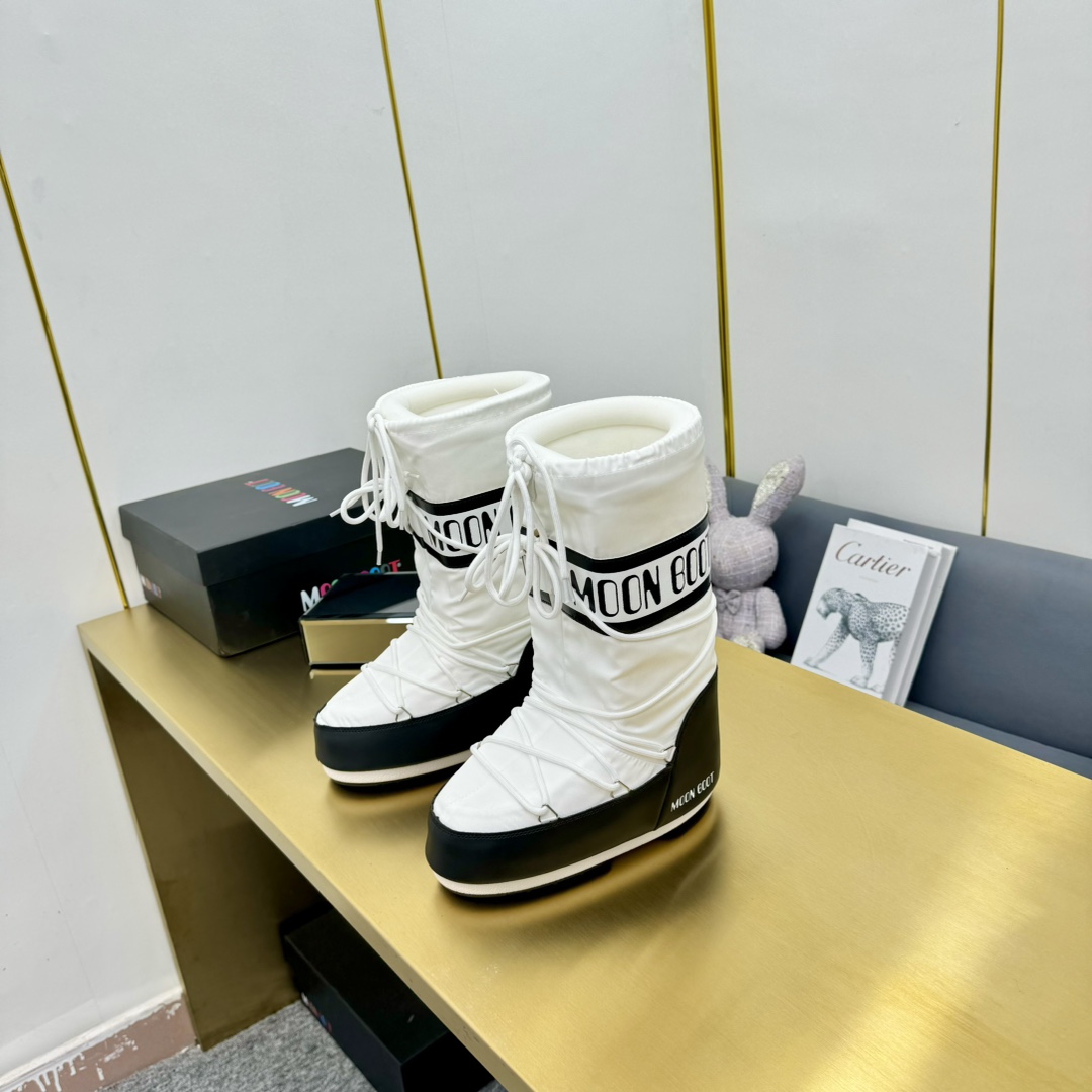 Moon Boot Icon Nylon Boots Mid-calf padded buffed faux-leather nylon canvas boots Snow Women Shoes