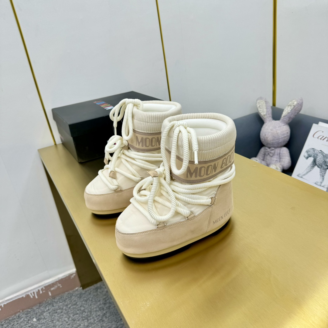 Moon Boot Icon Low Glance Satin Boots Water-repellent Round toe lace-up Snow Women Shoes