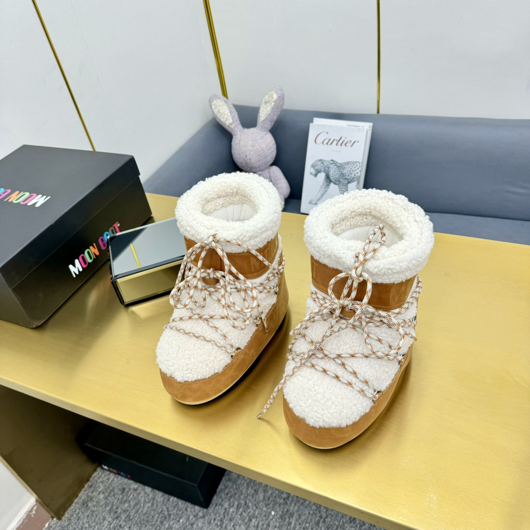 Moon Boot Icon Faux-Fur Ankle Boots water-repellent lightweight Round toe lace-up Snow Women Shoes
