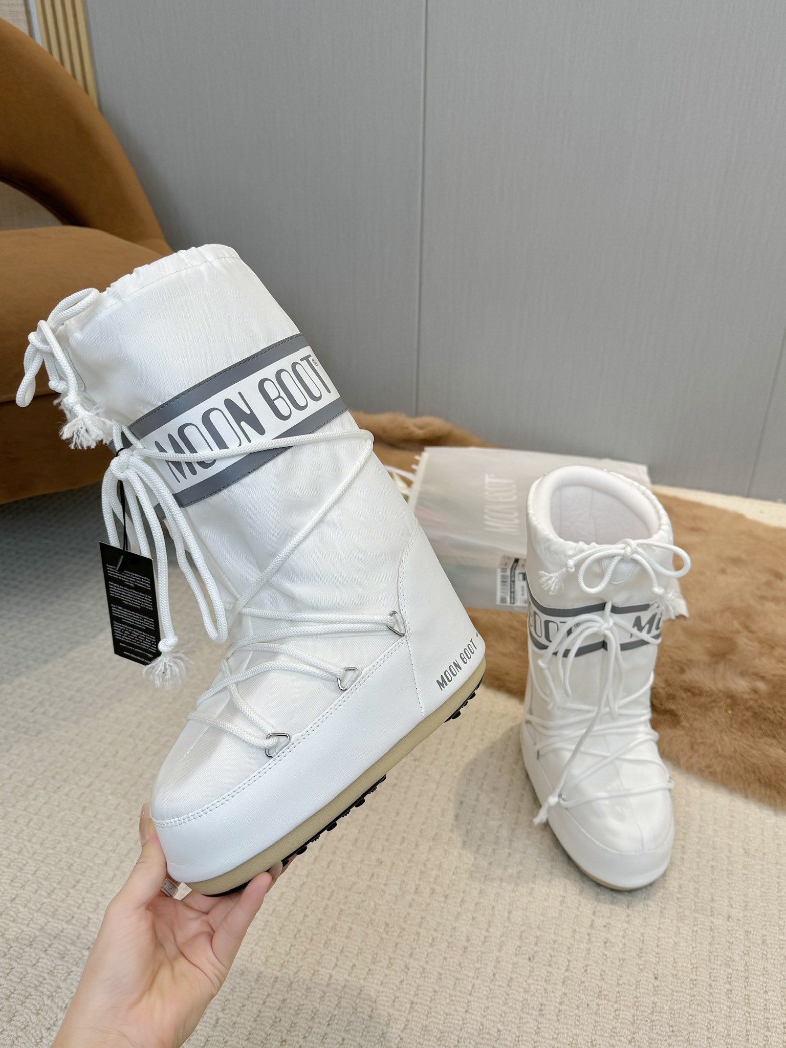 Moon Boot Icon Shell Faux Leather Nylon Lace-Up Snow Boots Women