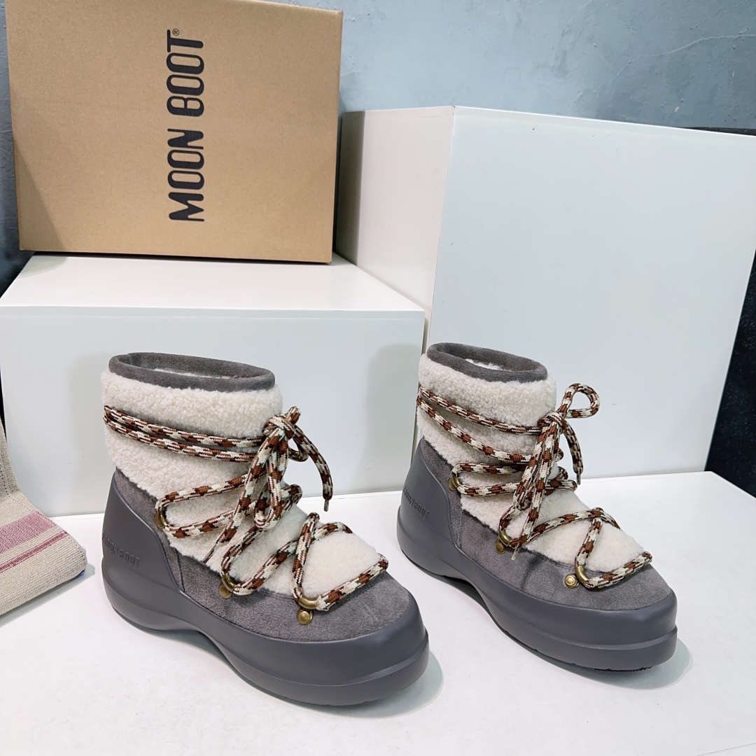 MOON BOOT Fur Luna Boots Ankle-high suede boots Lace-up Water-repellent Women Snow Boot