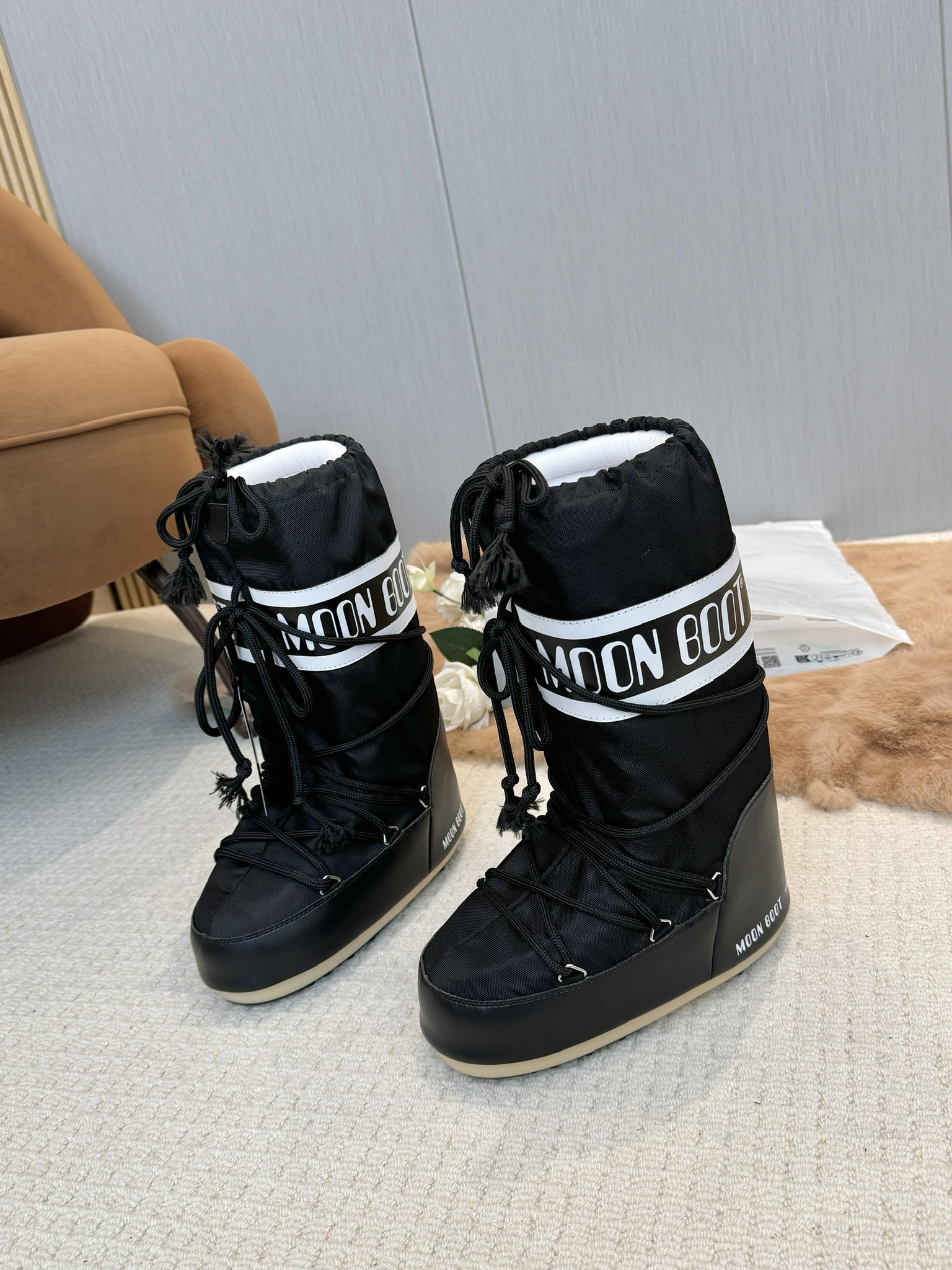 Moon Boot Icon Shell Faux Leather Nylon Lace-Up Snow Boots Women