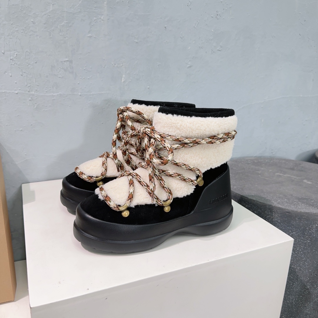 MOON BOOT Fur Luna Boots Ankle-high suede boots Lace-up Water-repellent Women Snow Boot