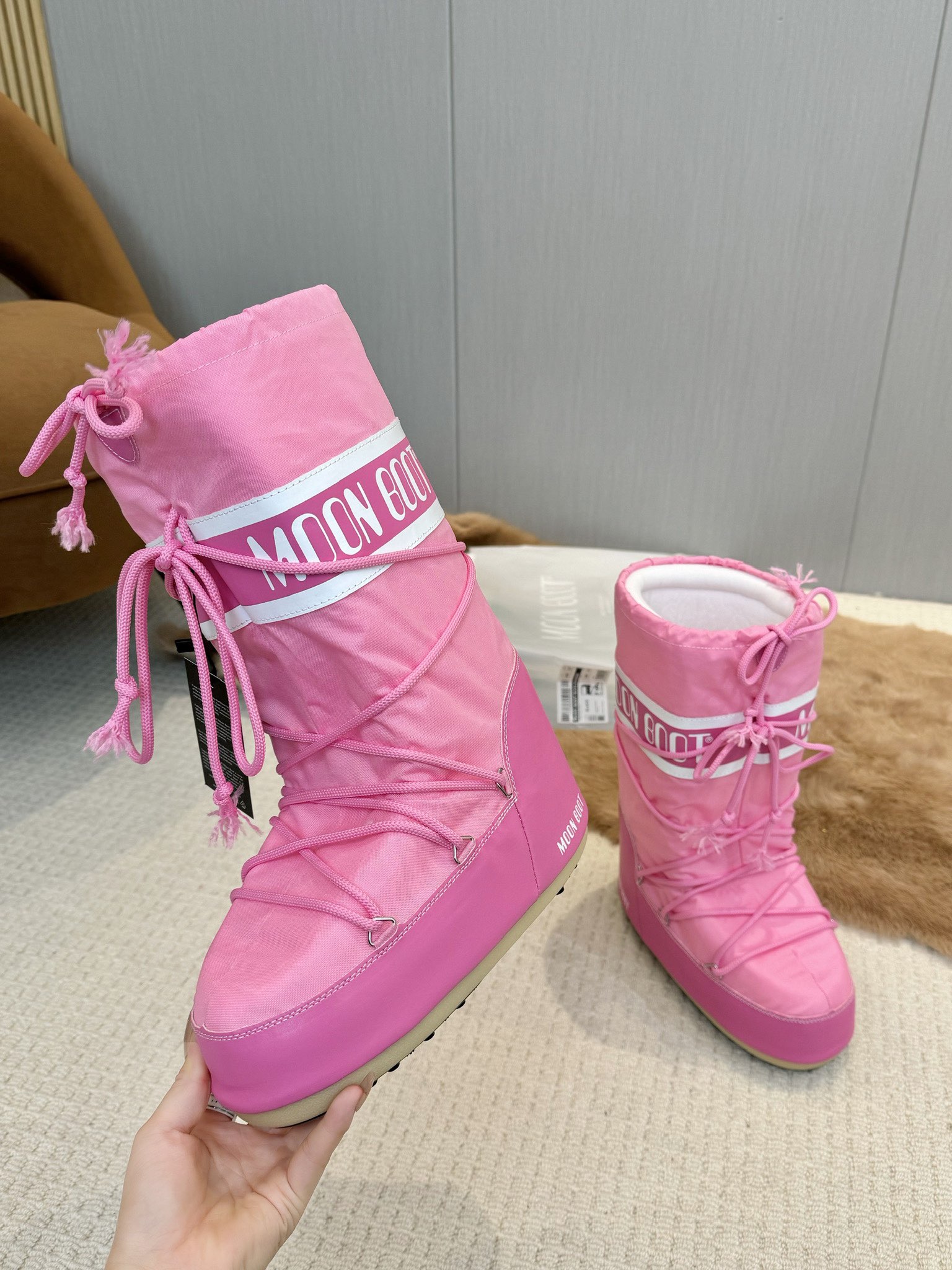 Moon Boot Icon Shell Faux Leather Nylon Lace-Up Snow Boots Women