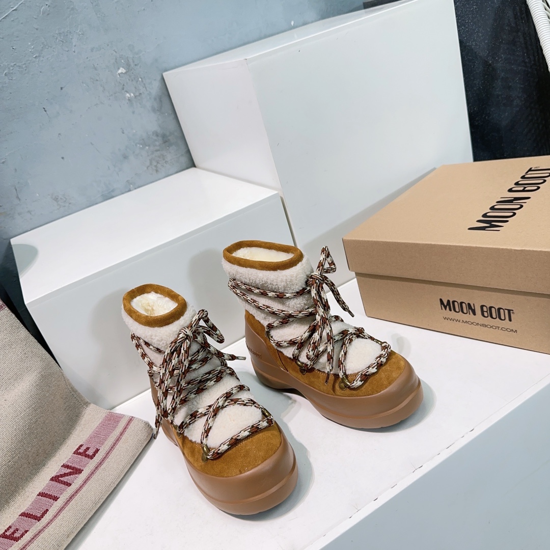 MOON BOOT Fur Luna Boots Ankle-high suede boots Lace-up Water-repellent Women Snow Boot