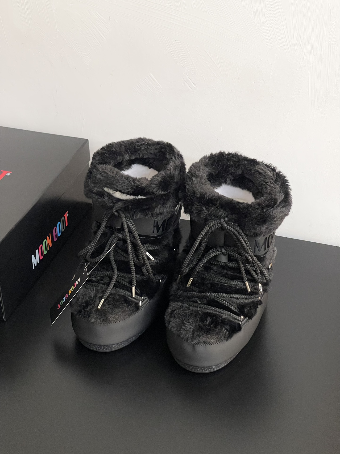 Moon Boot Fur Classic Icon Low Nylon Glance Ankle Boots Lace-Up Women Padded Snow Boot