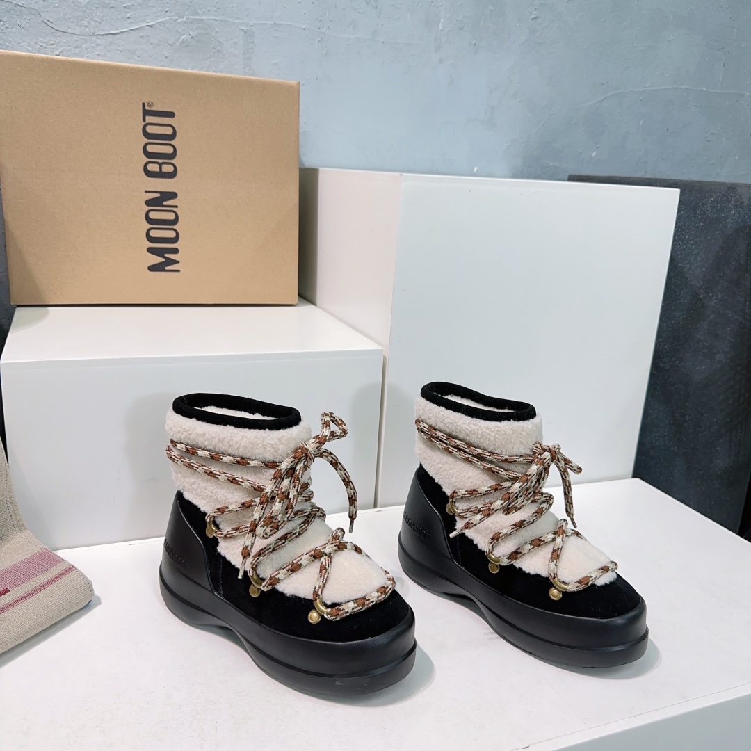 MOON BOOT Fur Luna Boots Ankle-high suede boots Lace-up Water-repellent Women Snow Boot