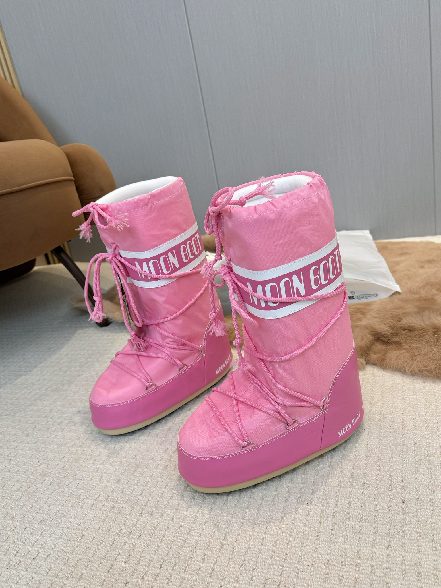 Moon Boot Icon Shell Faux Leather Nylon Lace-Up Snow Boots Women